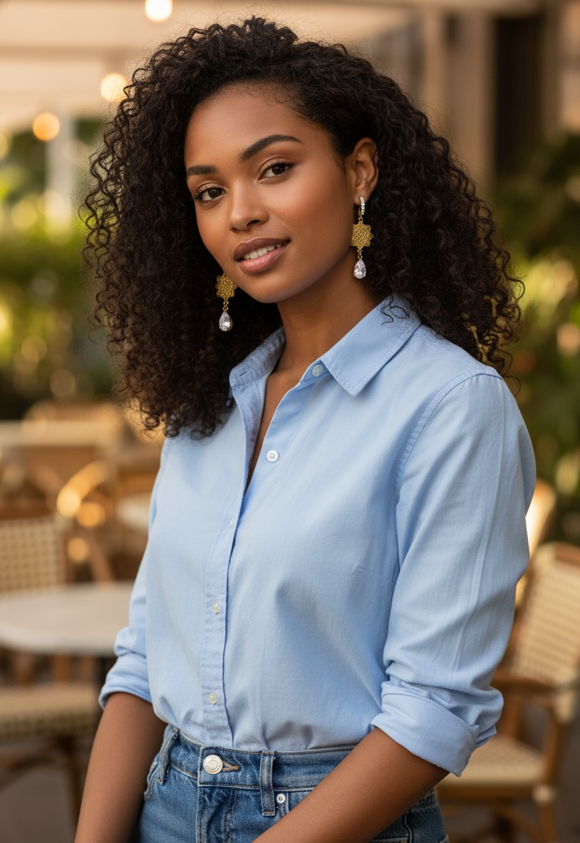 Harlow Mae Designs LLC gold-tone floral drop earrings with clear pear-shaped cubic zirconia gemstones.